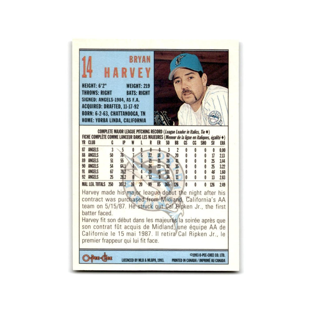 Bryan Harvey 1993 O-Pee-Chee #14 Florida Marlins Baseball Card NM