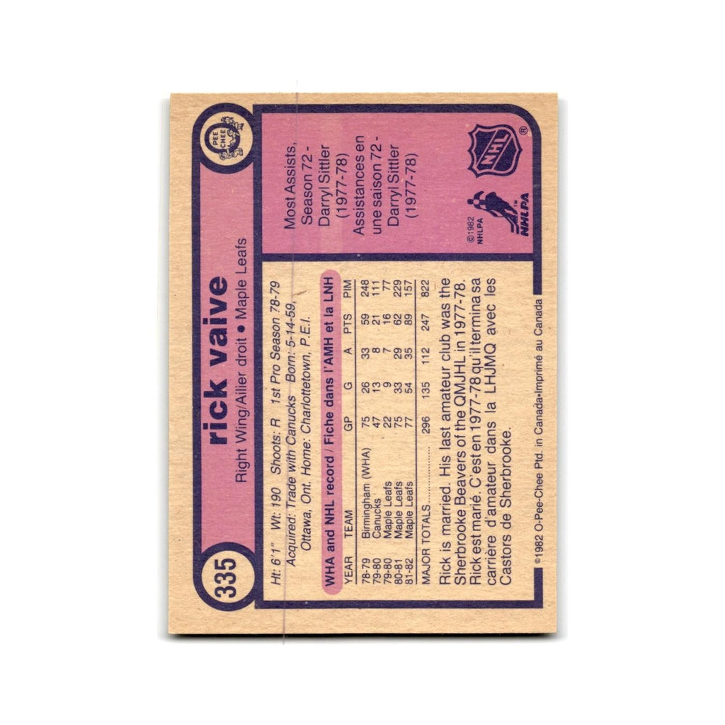 1982 O-Pee-Chee Rick Vaive Toronto Maple Leafs #335