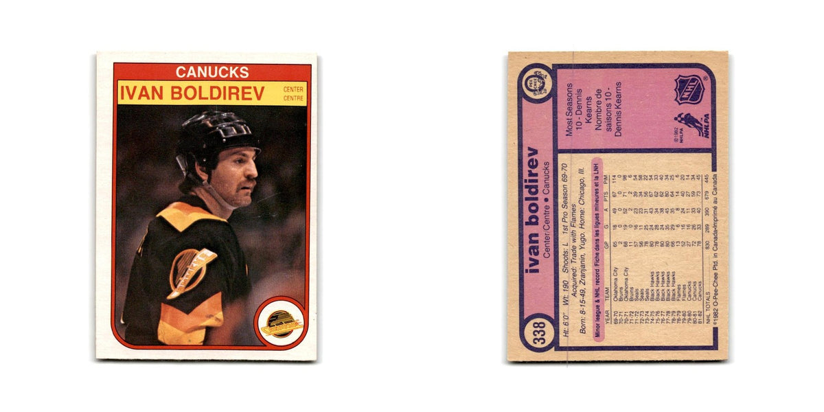 1982 O-Pee-Chee Ivan Boldirev Vancouver Canucks #338