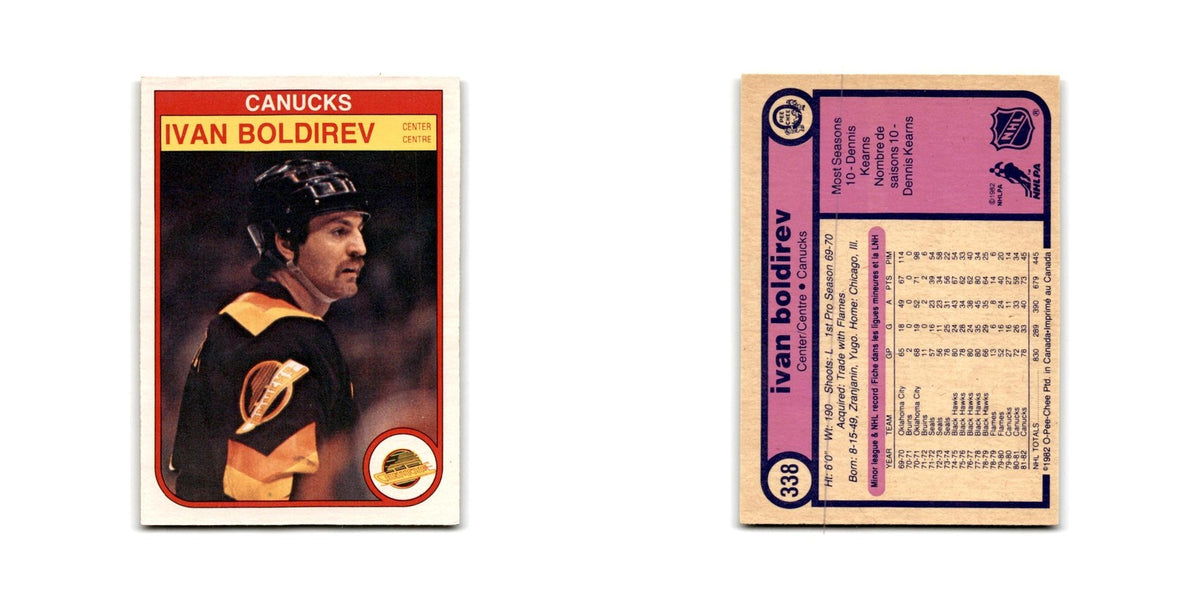 1982 O-Pee-Chee Ivan Boldirev Vancouver Canucks #338