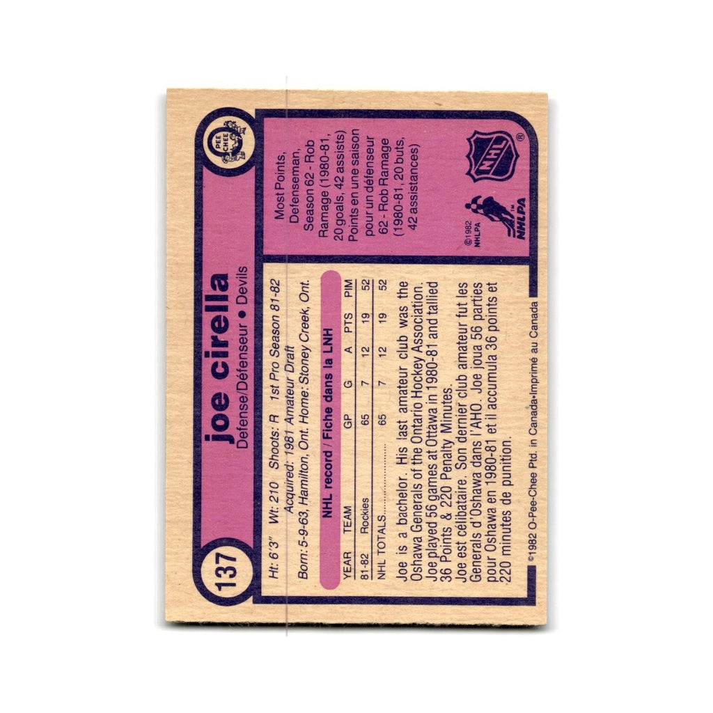1982 O-Pee-Chee Joe Cirella RC New Jersey Devils #137
