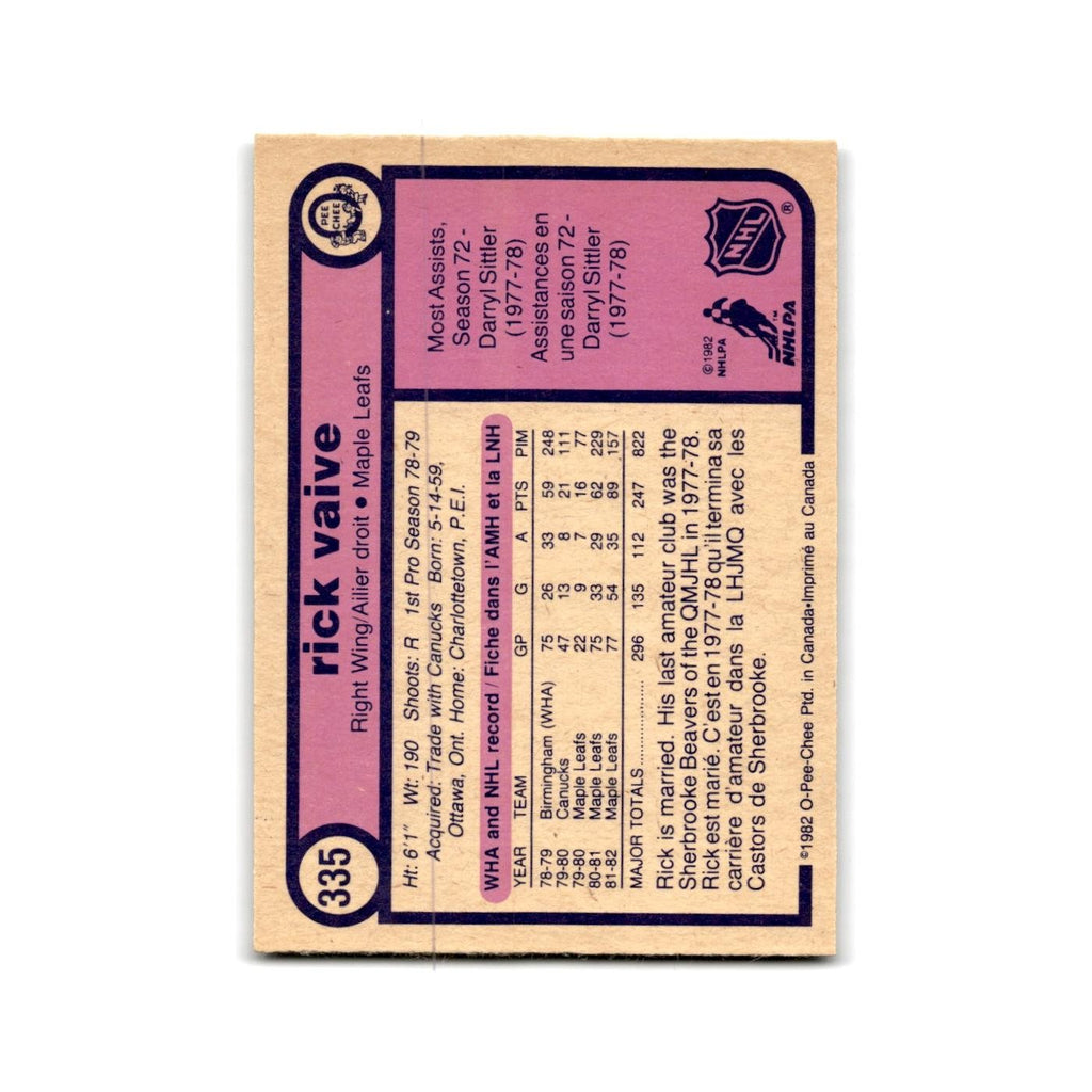 1982 O-Pee-Chee Rick Vaive Toronto Maple Leafs #335