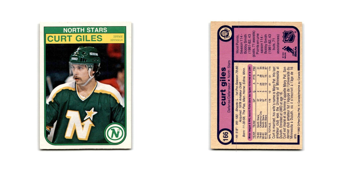 1982 O-Pee-Chee Curt Giles RC Minnesota North Stars #166