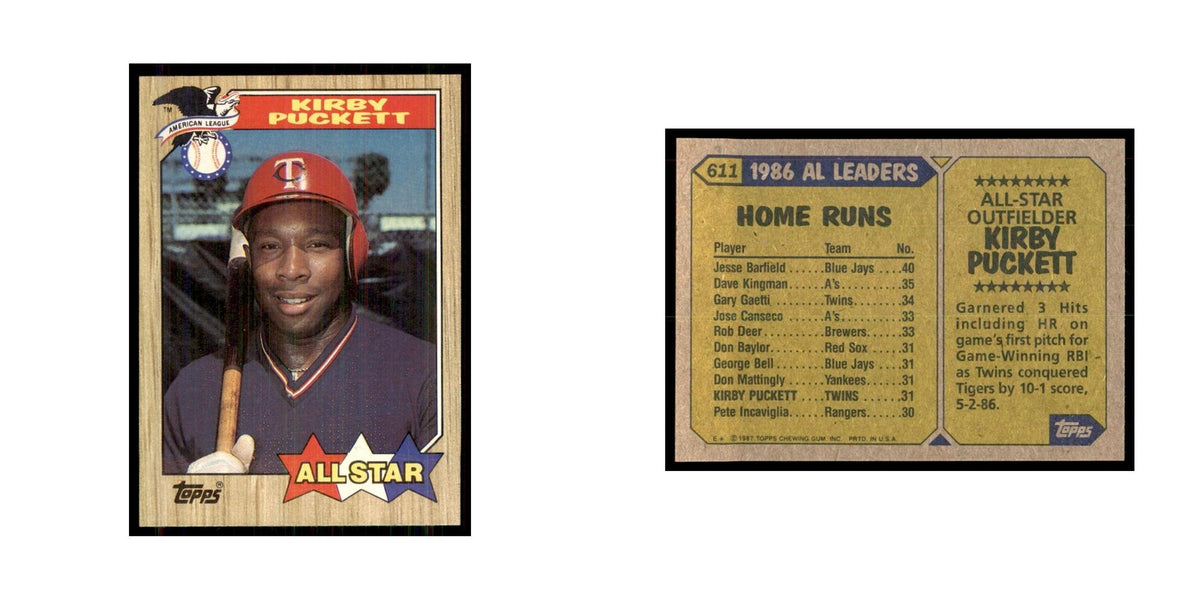 1987 Topps Baseball Card Kirby Puckett #611