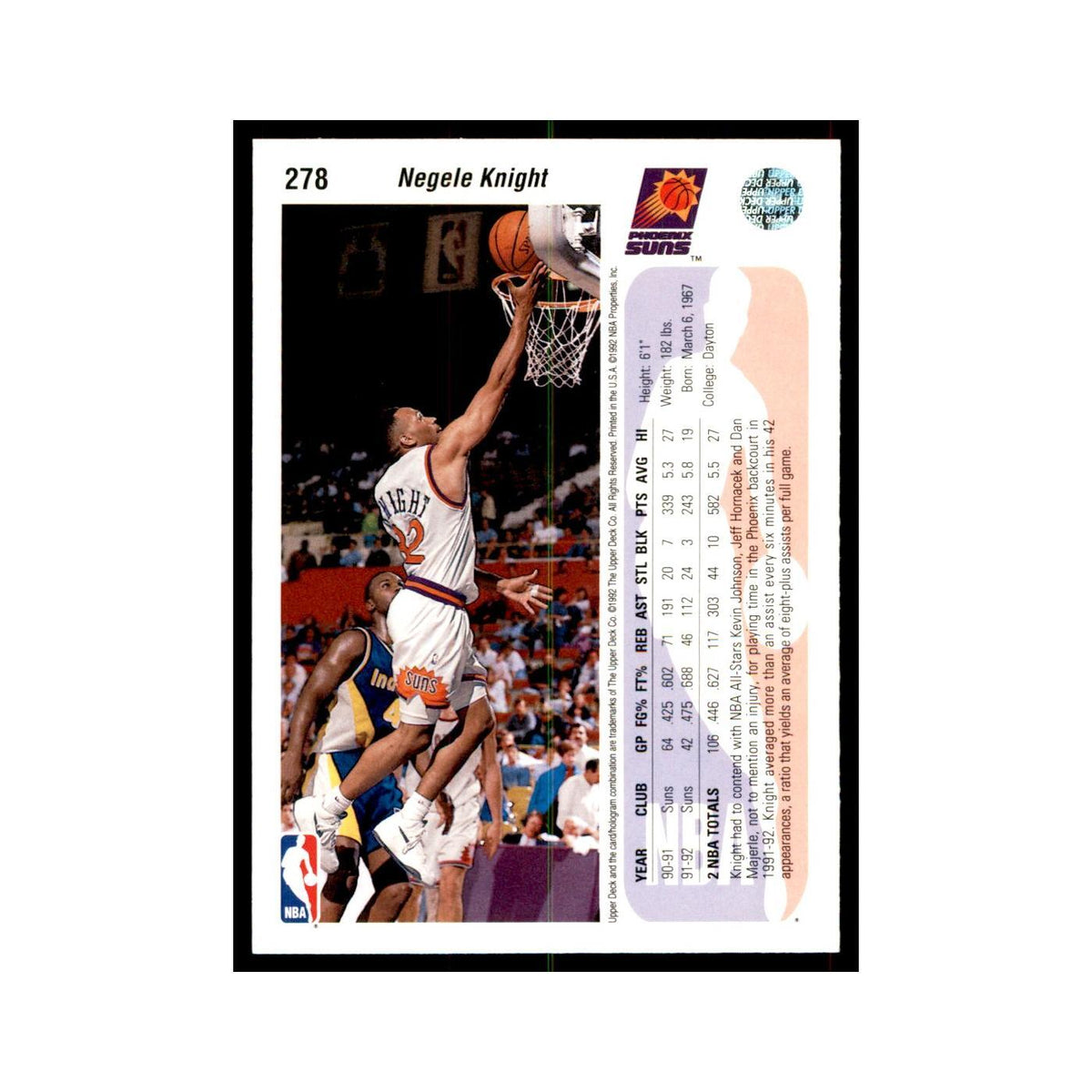 1992 Upper Deck Negele Knight Basketball Cards #278