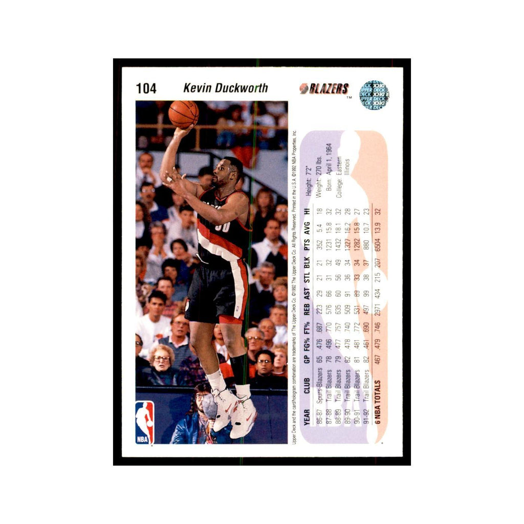 1992 Upper Deck Kevin Duckworth Basketball Cards #104