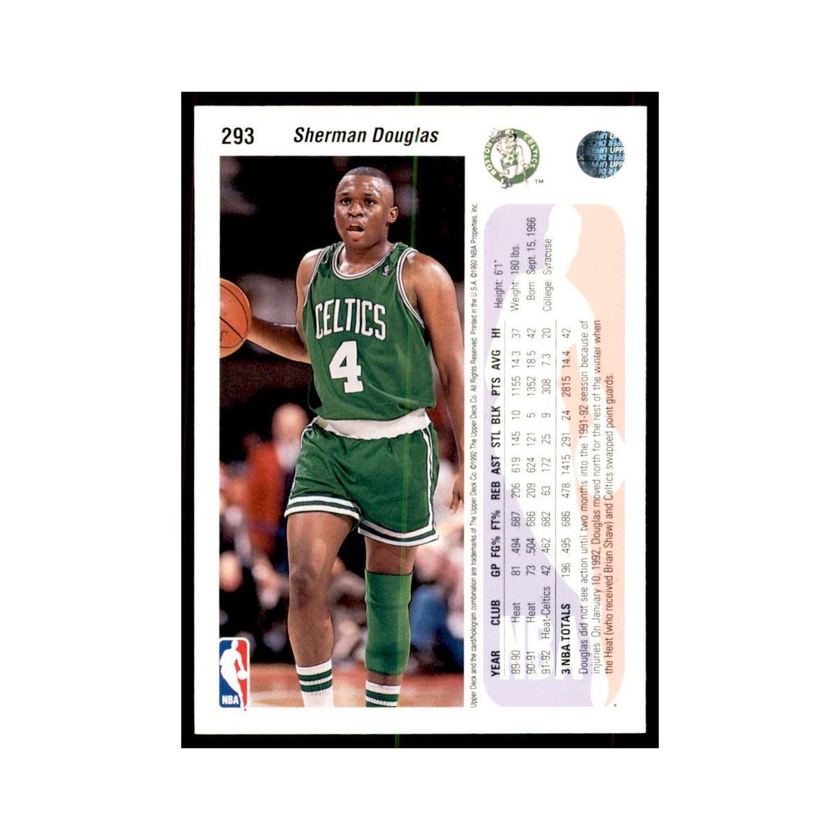 1992 Upper Deck Sherman Douglas Basketball Cards #293
