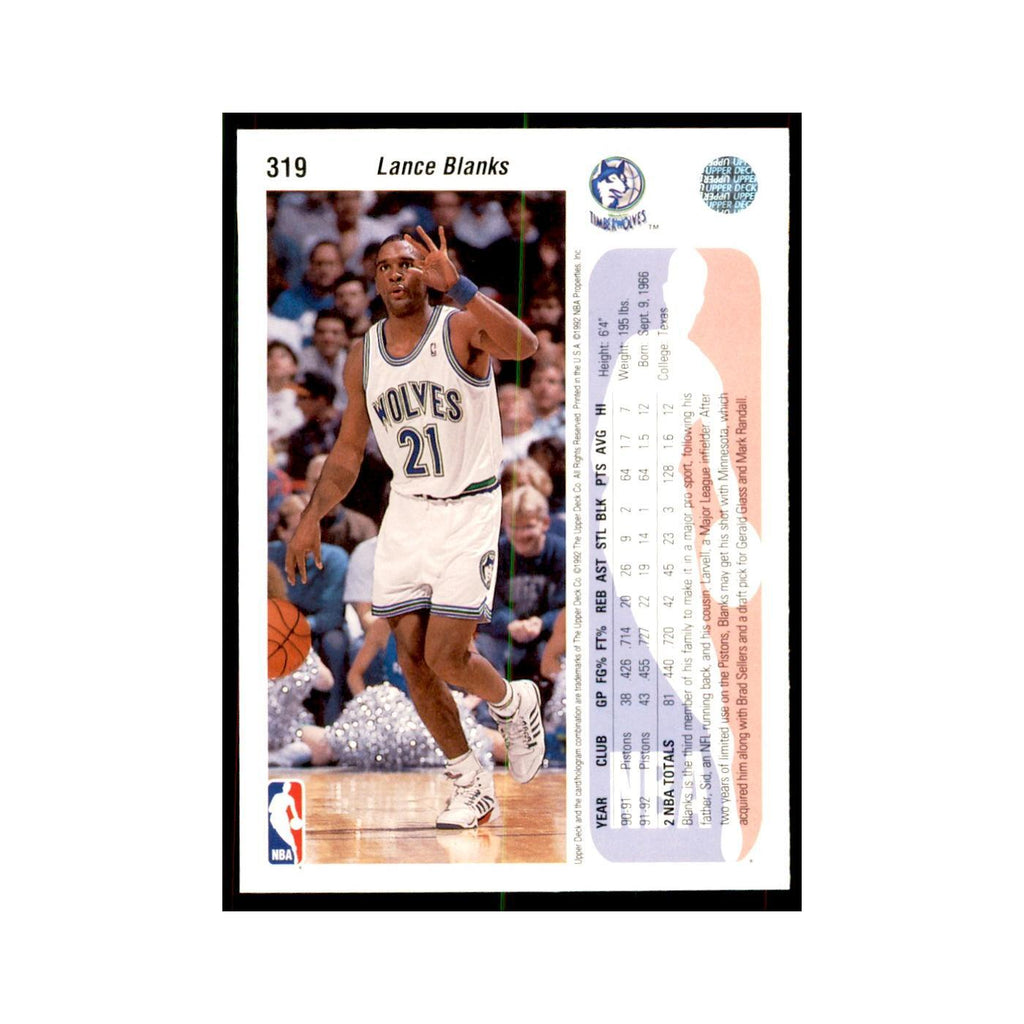1992 Upper Deck Lance Blanks Basketball Cards #319