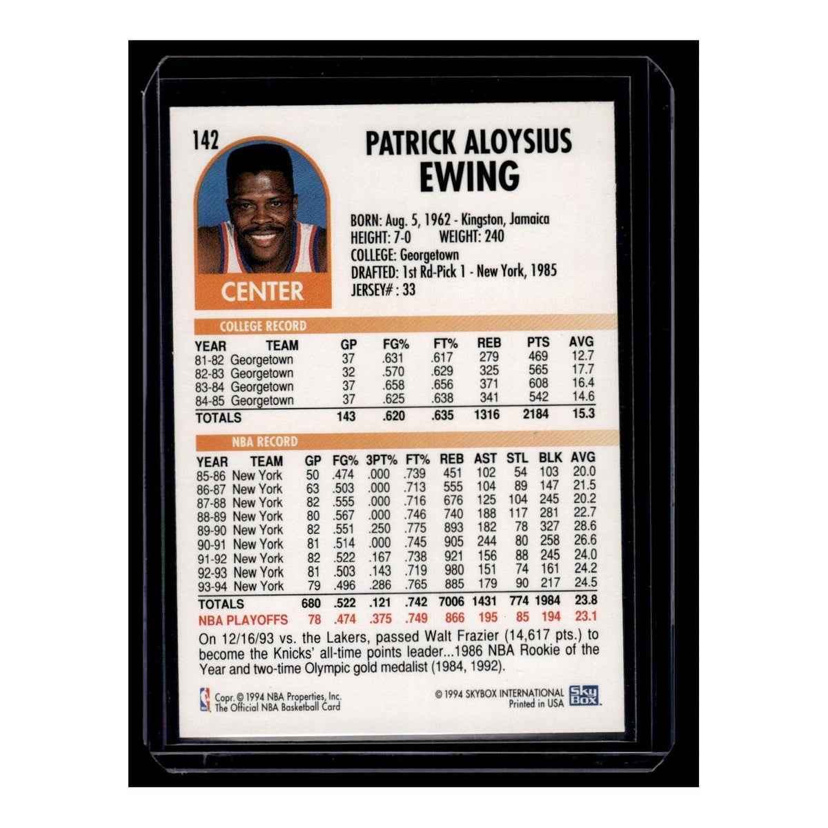 1994 Hoops Patrick Ewing Knicks #142