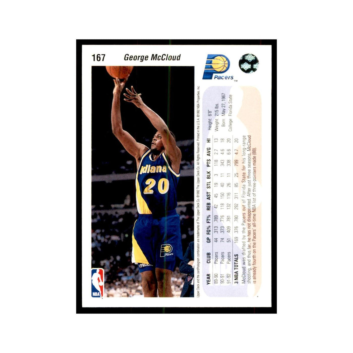 1992 Upper Deck George McCloud Basketball Cards #167