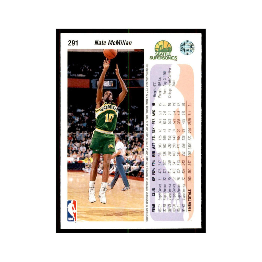 1992 Upper Deck Nate McMillan Basketball Cards #291