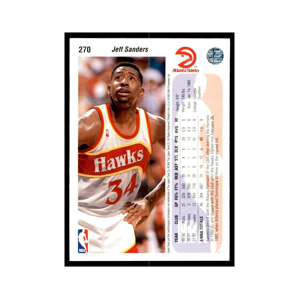 1992 Upper Deck Jeff Sanders Basketball Cards #270