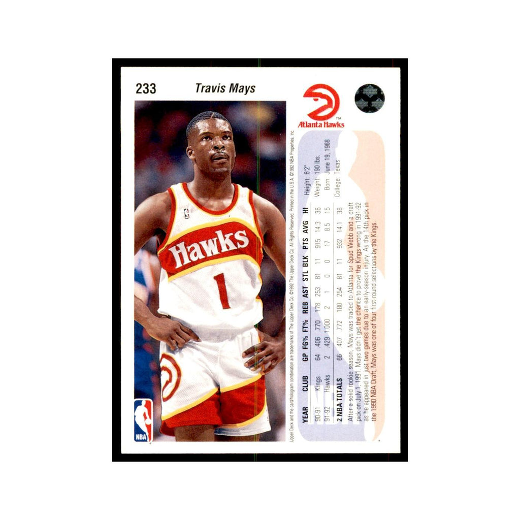1992 Upper Deck Travis Mays Basketball Cards #233