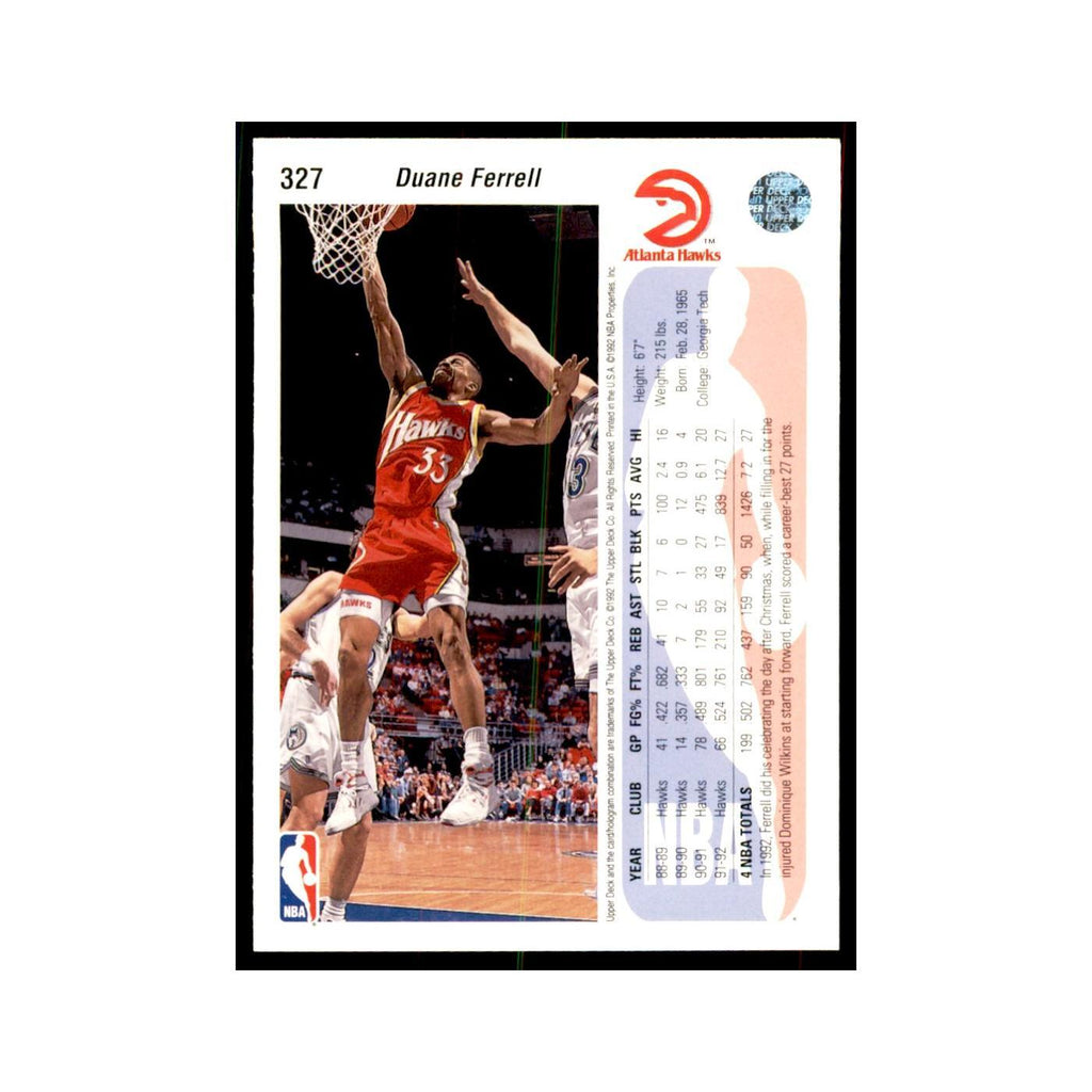 1992 Upper Deck Duane Ferrell Basketball Cards #327