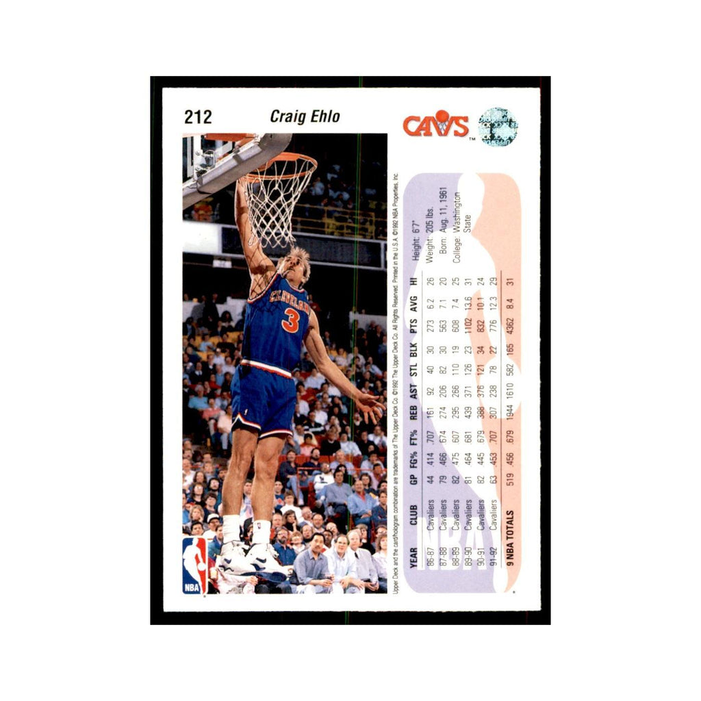 1992 Upper Deck Craig Ehlo Basketball Cards #212