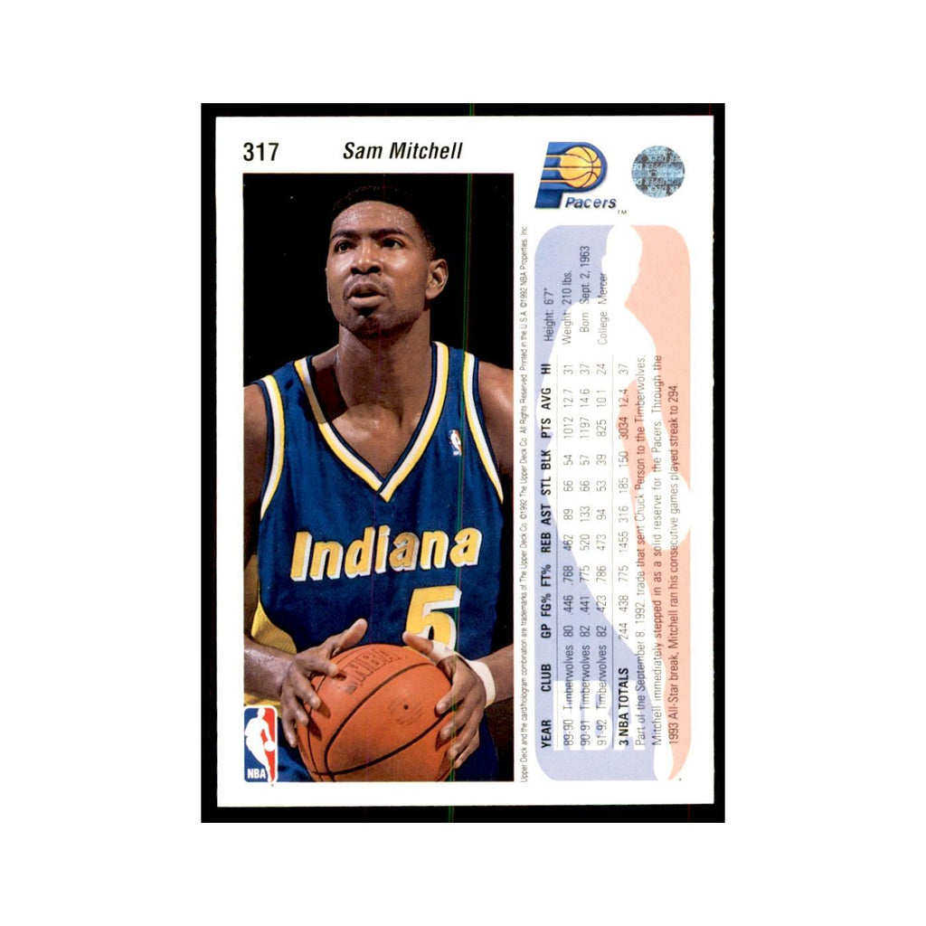 1992 Upper Deck Sam Mitchell Basketball Cards #317