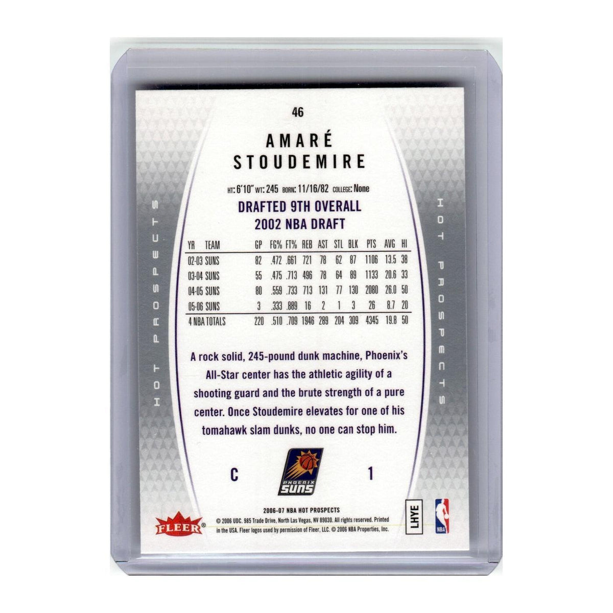 2006 Fleer Hot Prospects Amare Stoudemire Suns #46