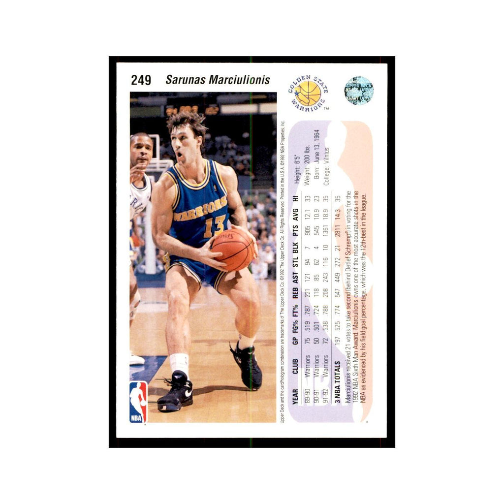 1992 Upper Deck Sarunas Marciulionis Basketball Cards #249