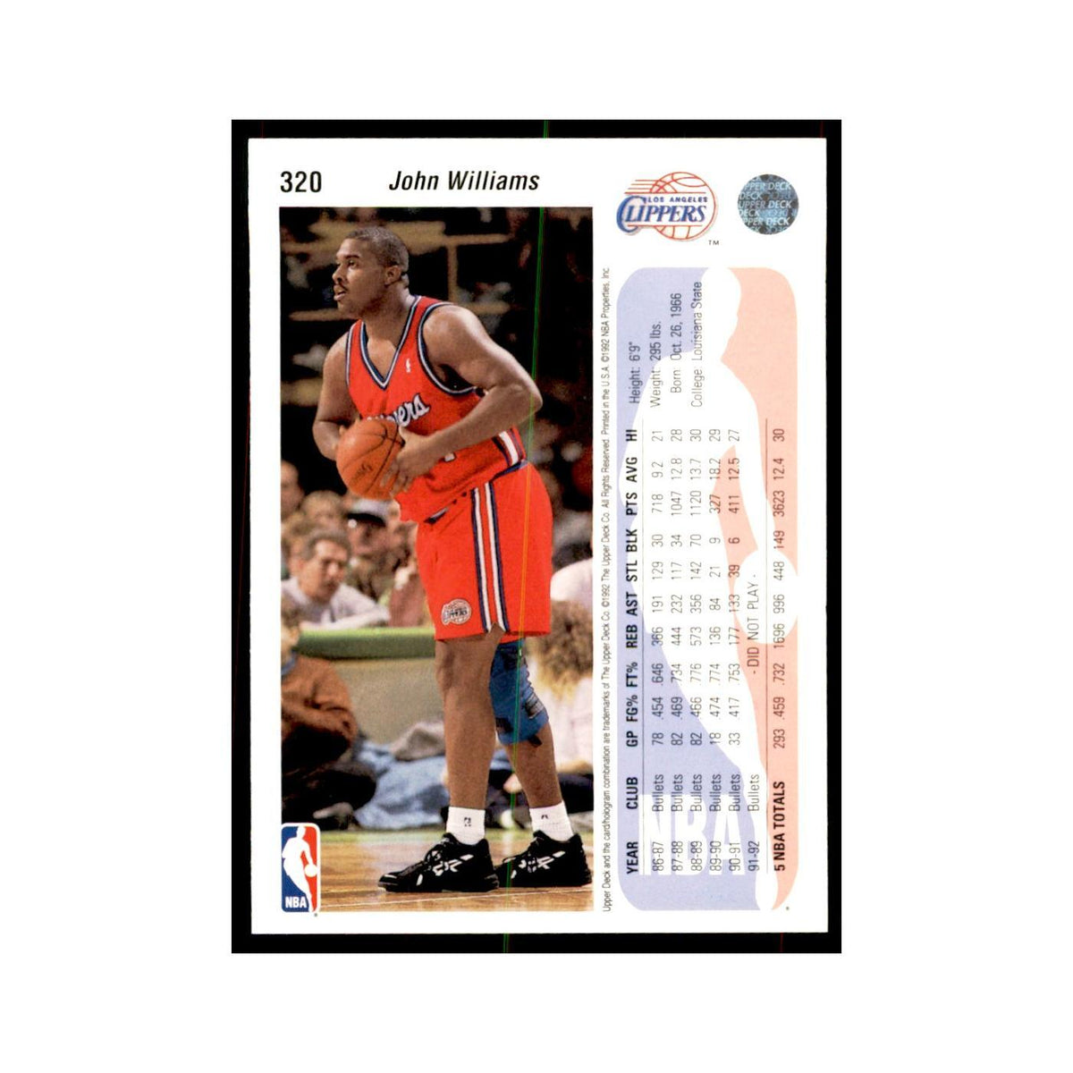 1992 Upper Deck John Williams Basketball Cards #320
