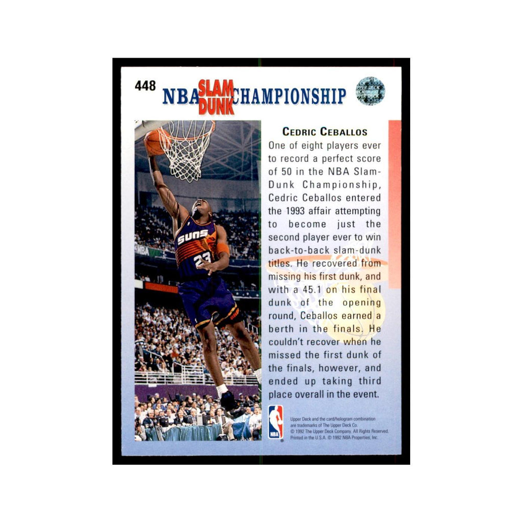 1992 Upper Deck Cedric Ceballos Basketball Cards #448
