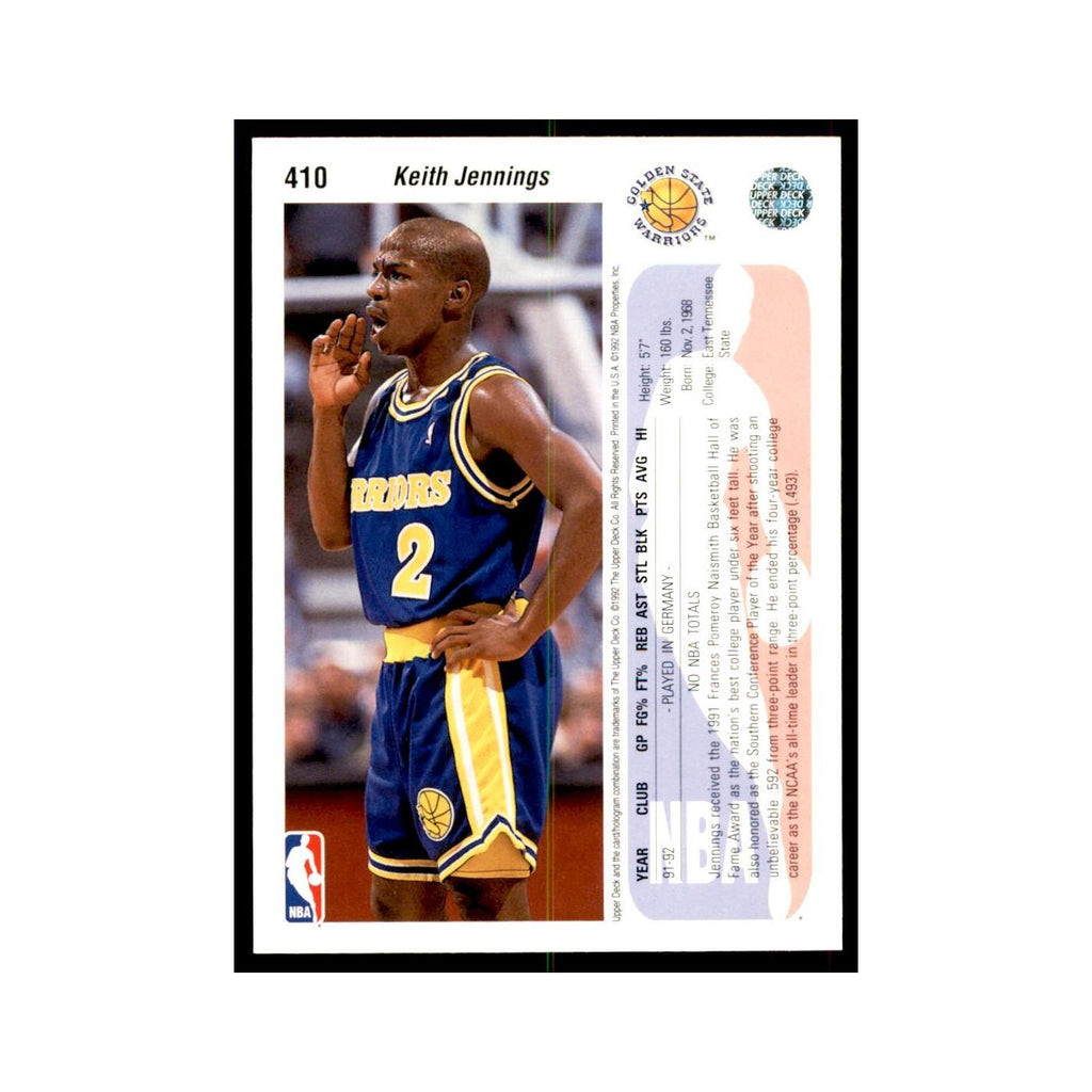 1992 Upper Deck Keith Jennings Basketball Cards #410