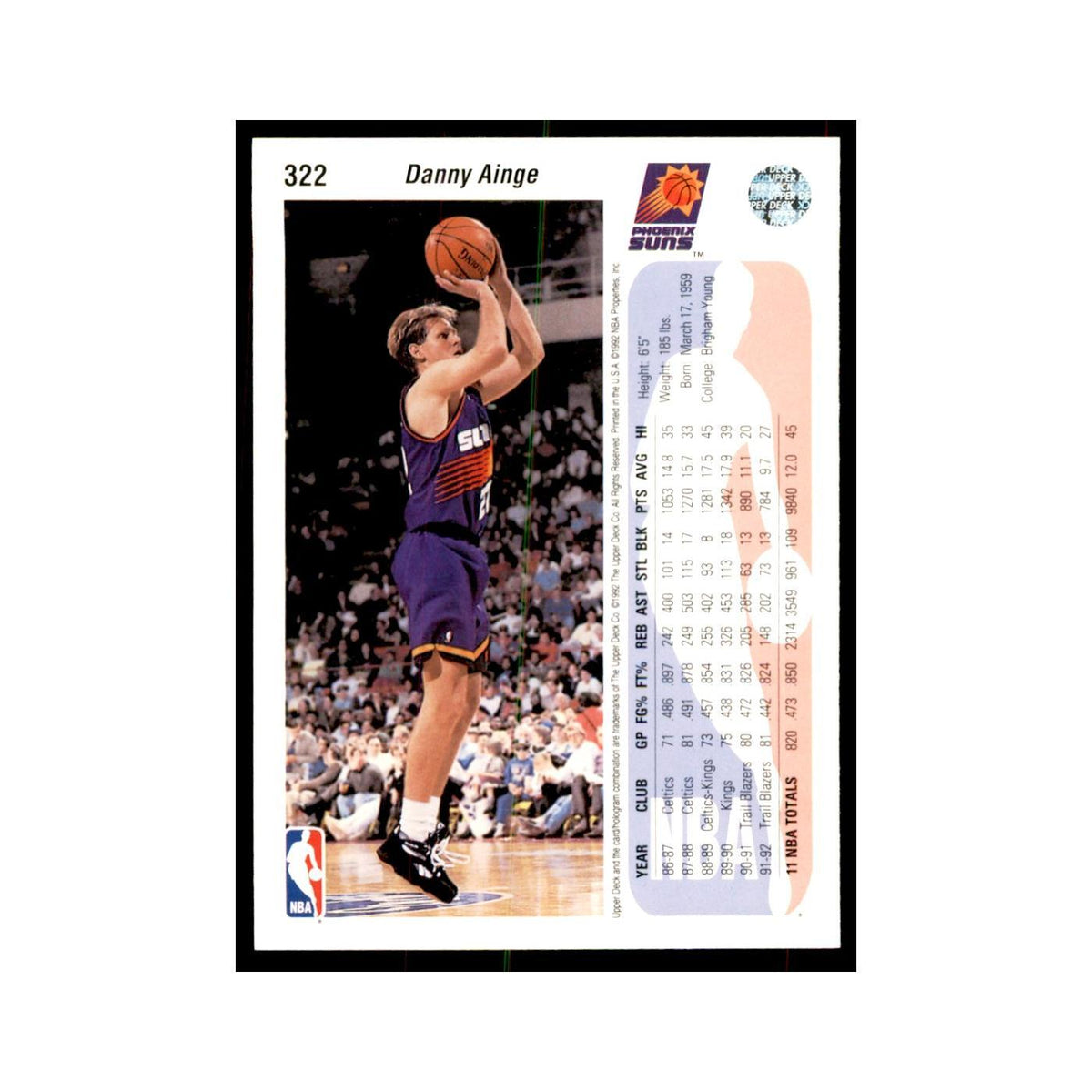1992 Upper Deck Danny Ainge Basketball Cards #322