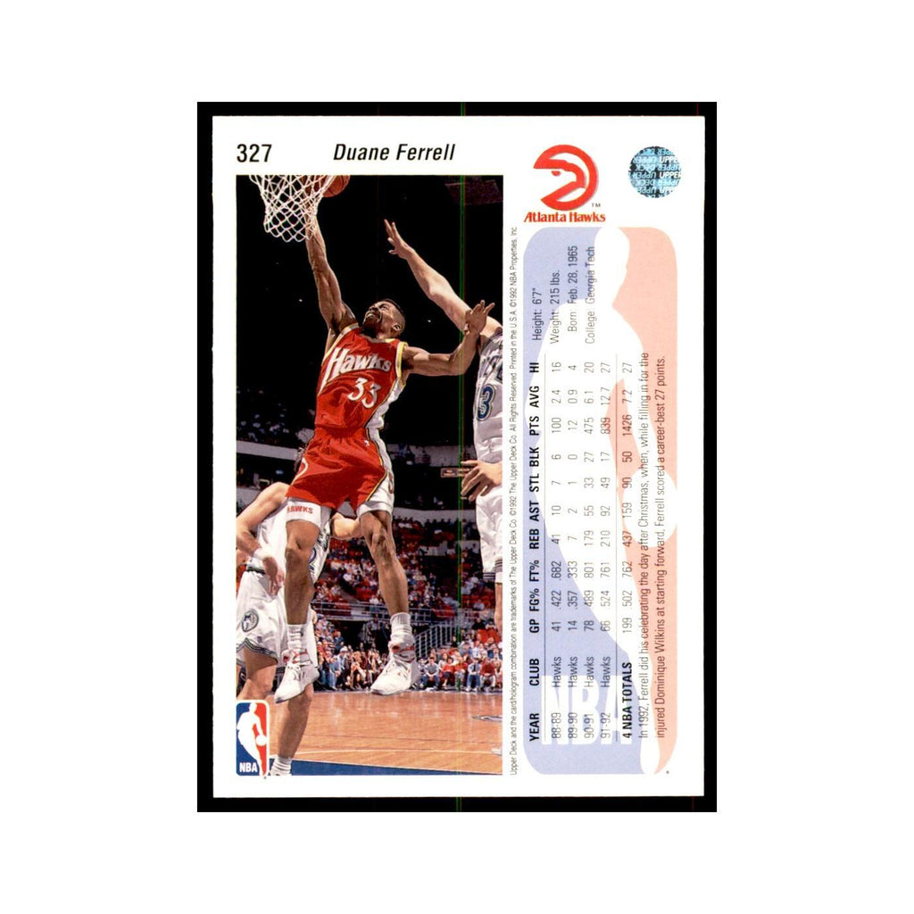 1992 Upper Deck Duane Ferrell Basketball Cards #327