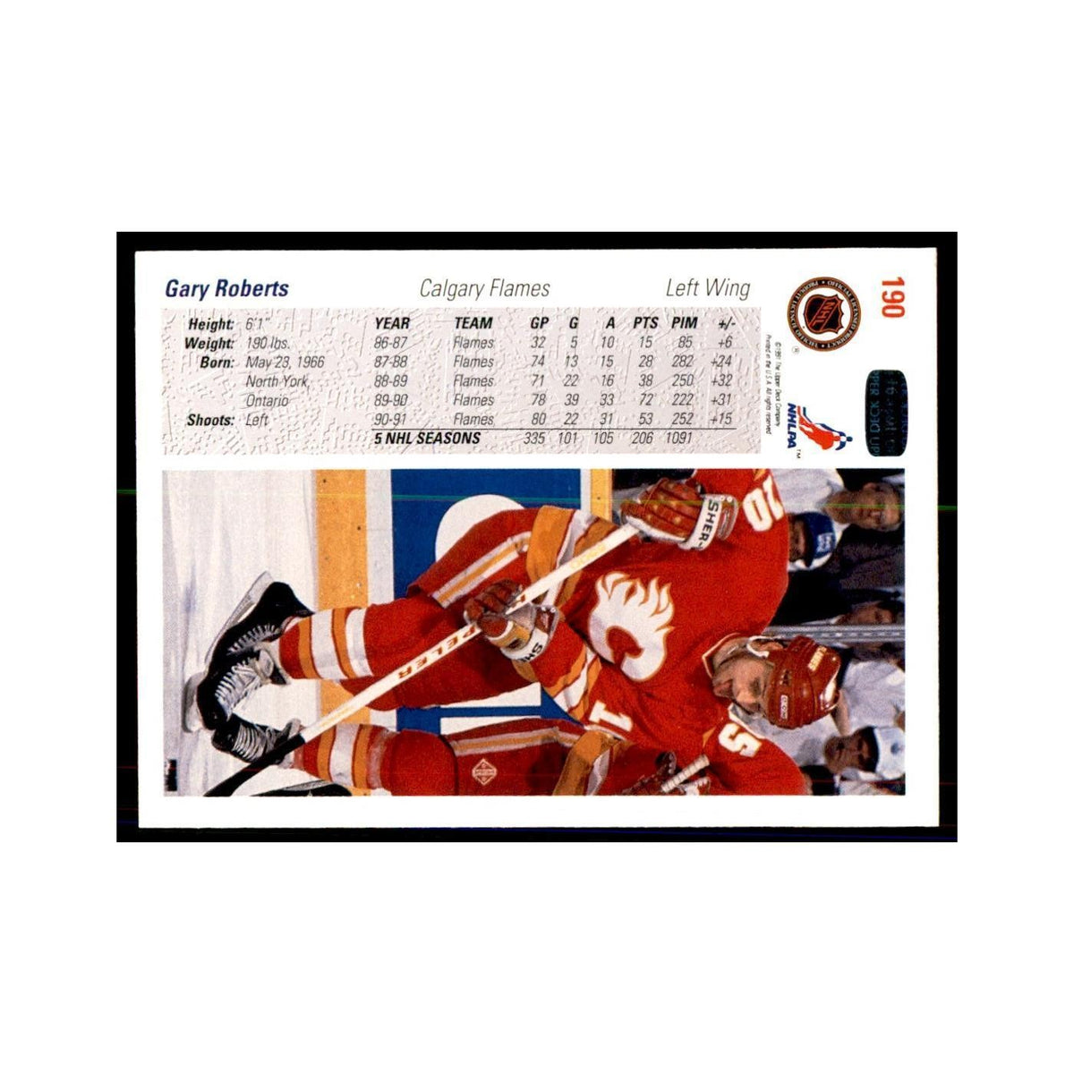 1991 Upper Deck Gary Roberts Hockey Cards #190