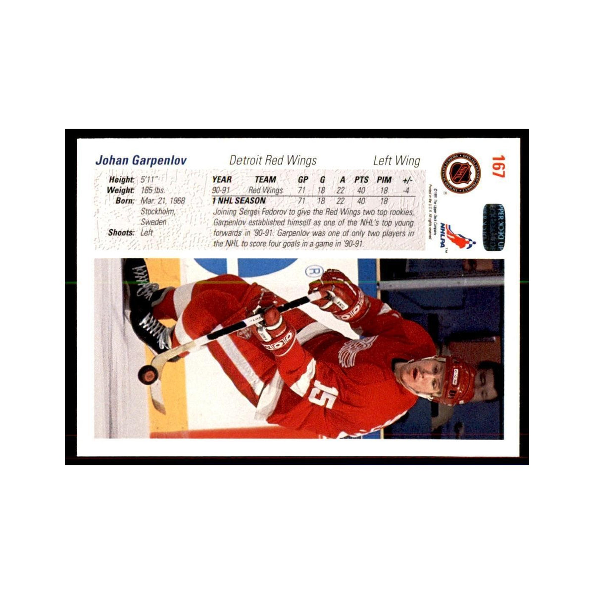 1991 Upper Deck Johan Garpenlov Hockey Cards #167