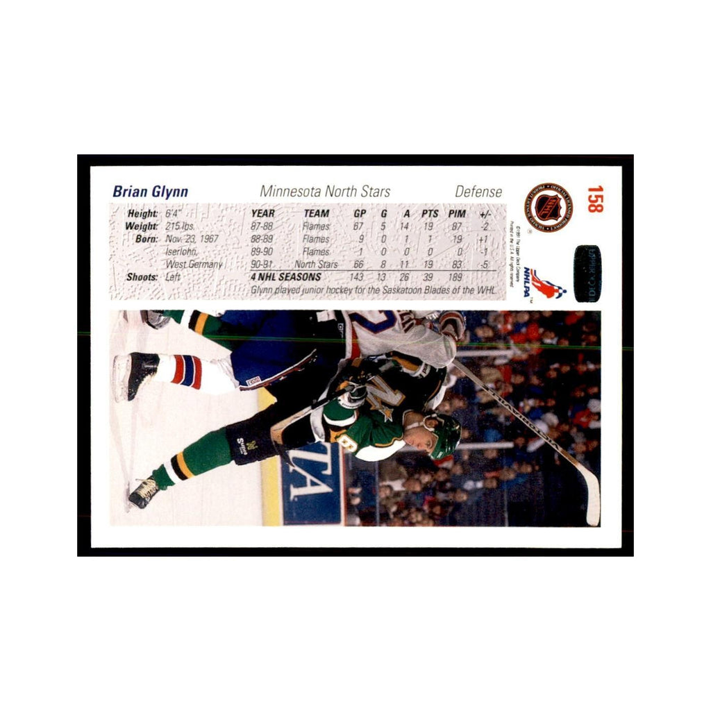 1991 Upper Deck Brian Glynn Hockey Cards #158