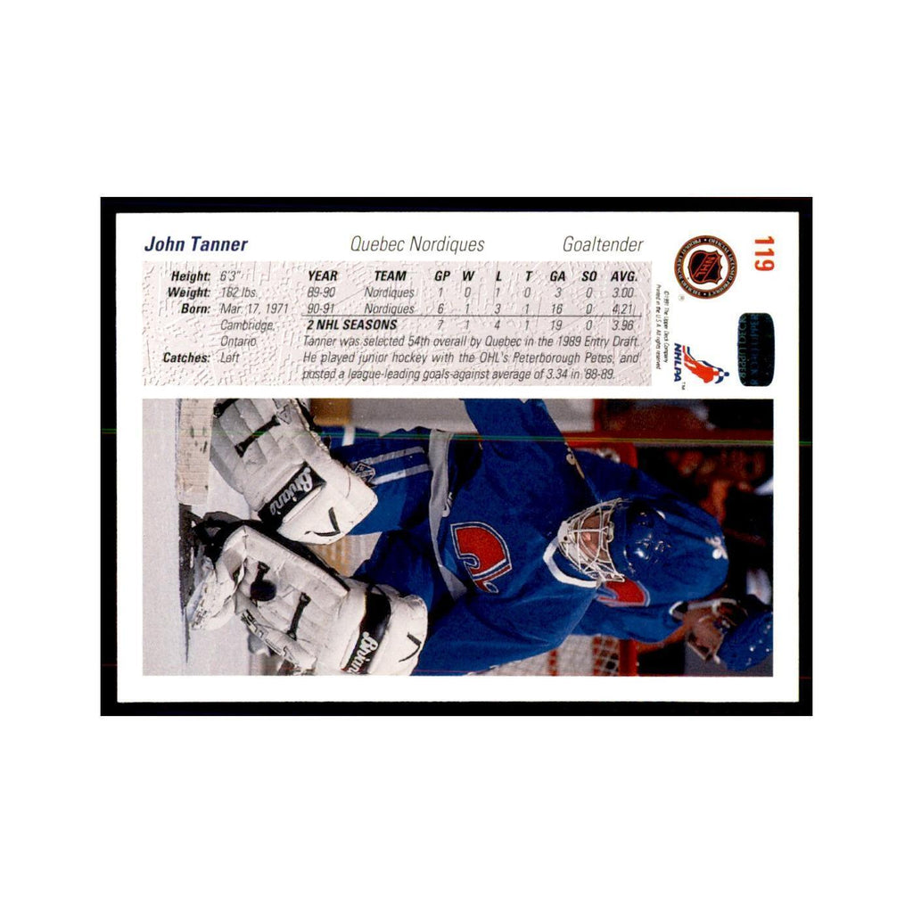 1991 Upper Deck John Tanner Hockey Cards #119