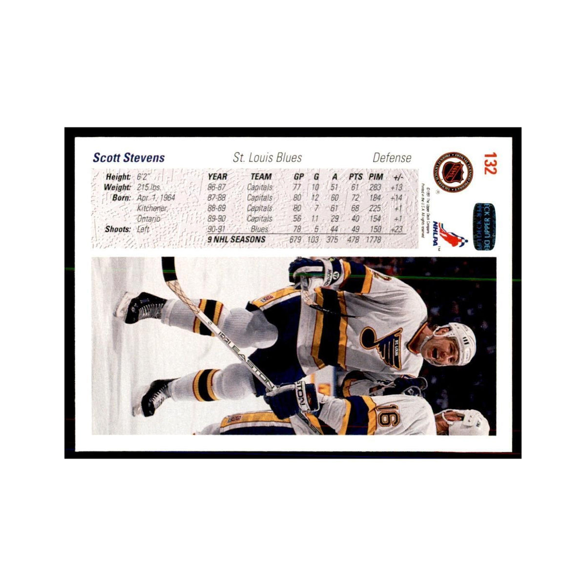 1991 Upper Deck Scott Stevens Hockey Cards #132