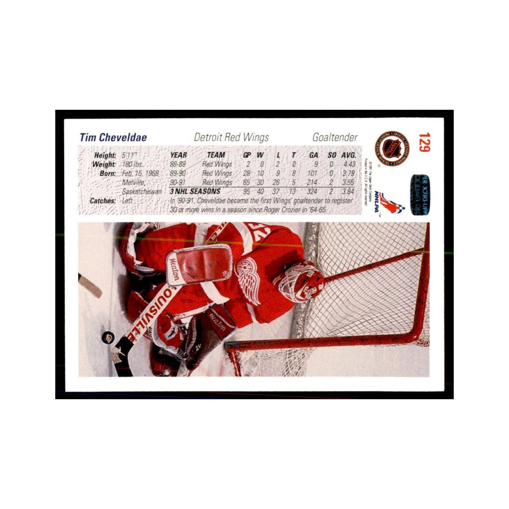 1991 Upper Deck Tim Cheveldae Hockey Cards #129