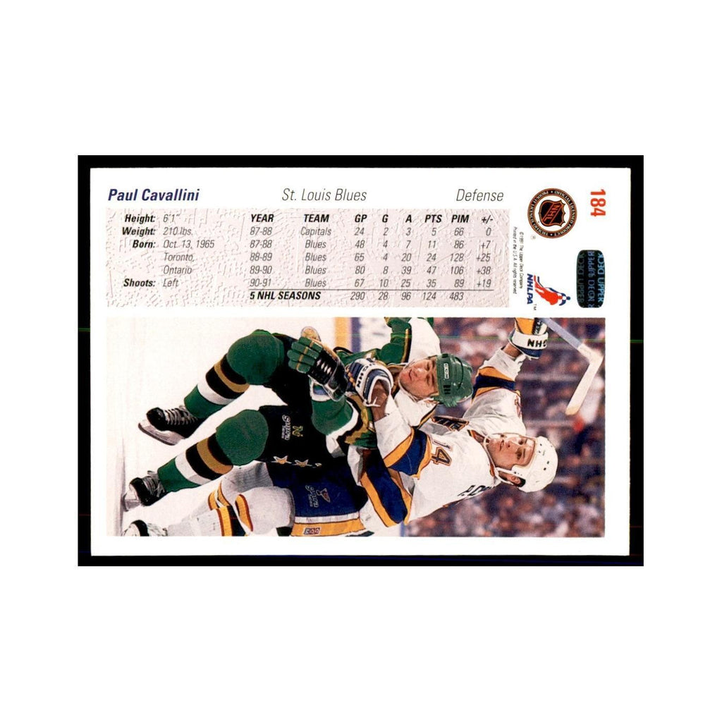 1991 Upper Deck Paul Cavallini Hockey Cards #184