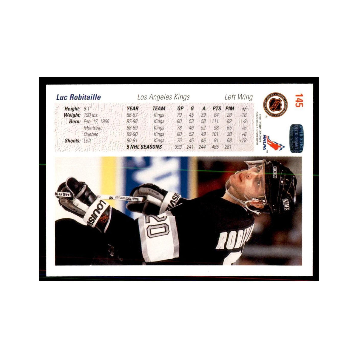 1991 Upper Deck Luc Robitaille Hockey Cards #145