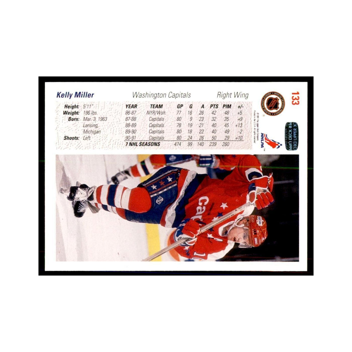 1991 Upper Deck Kelly Miller Hockey Cards #133