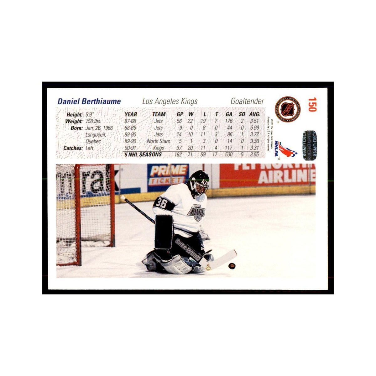 1991 Upper Deck Daniel Berthiaume Hockey Cards #150