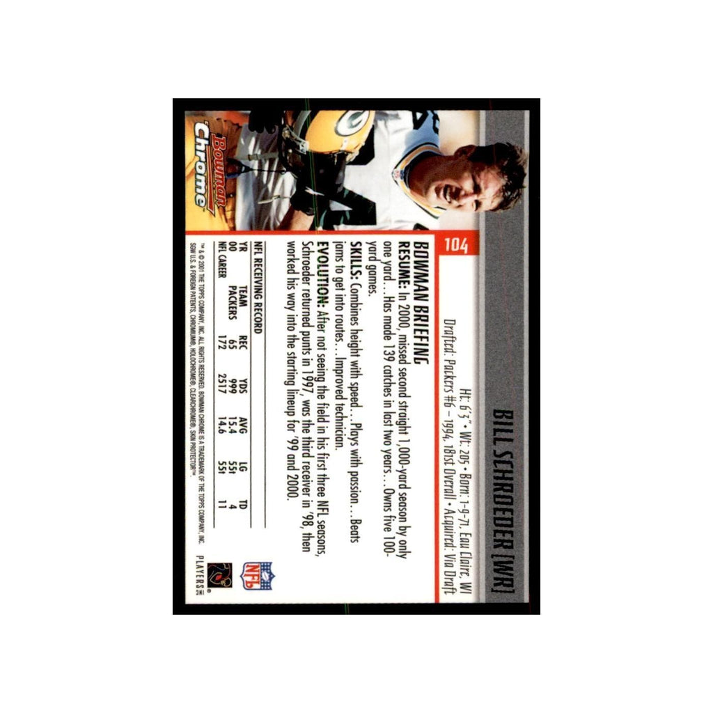 2001 Bowman Chrome Bill Schroeder Football Cards #104