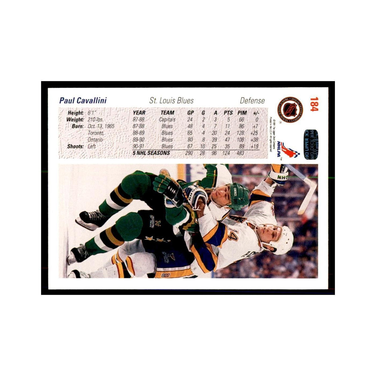 1991 Upper Deck Paul Cavallini Hockey Cards #184