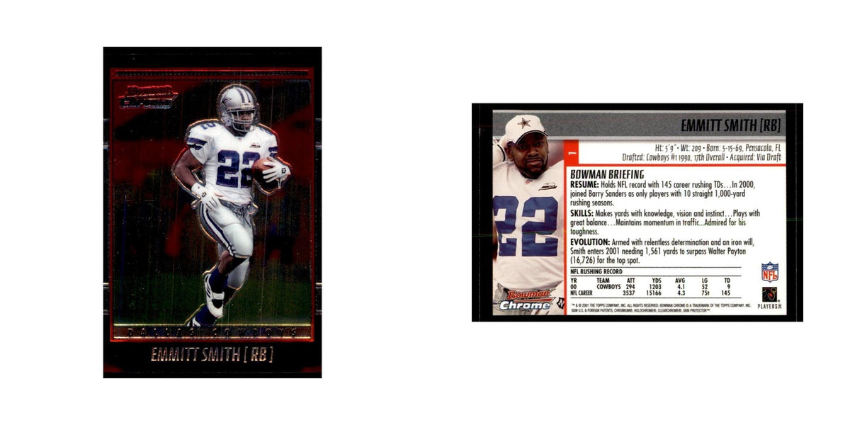2001 Bowman Chrome Emmitt Smith Football Cards #1
