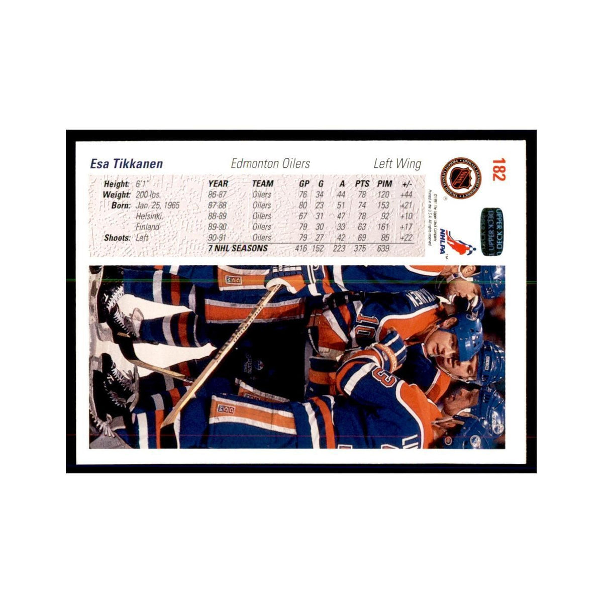 1991 Upper Deck Esa Tikkanen Hockey Cards #182