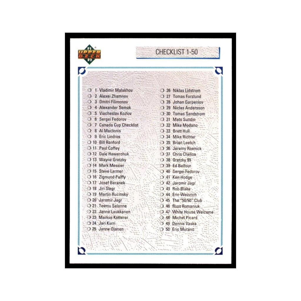1991 Upper Deck Checklist 1-100 Hockey Cards #100