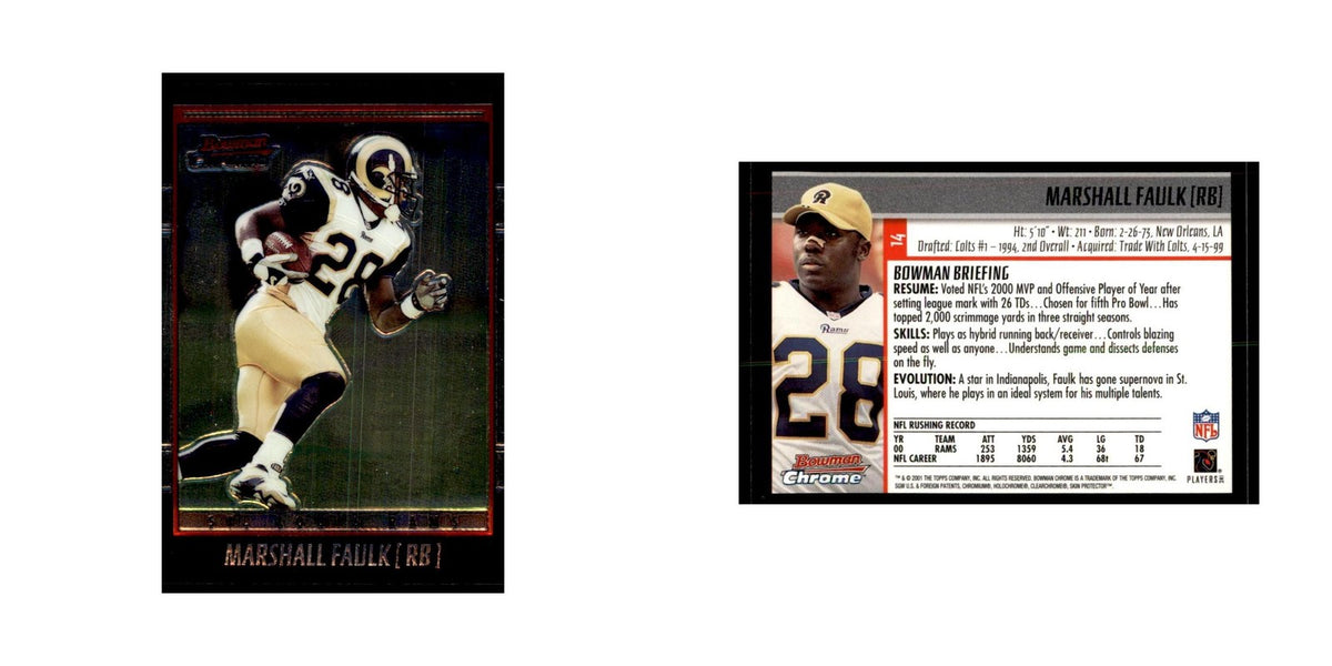 2001 Bowman Chrome Marshall Faulk Football Cards #14