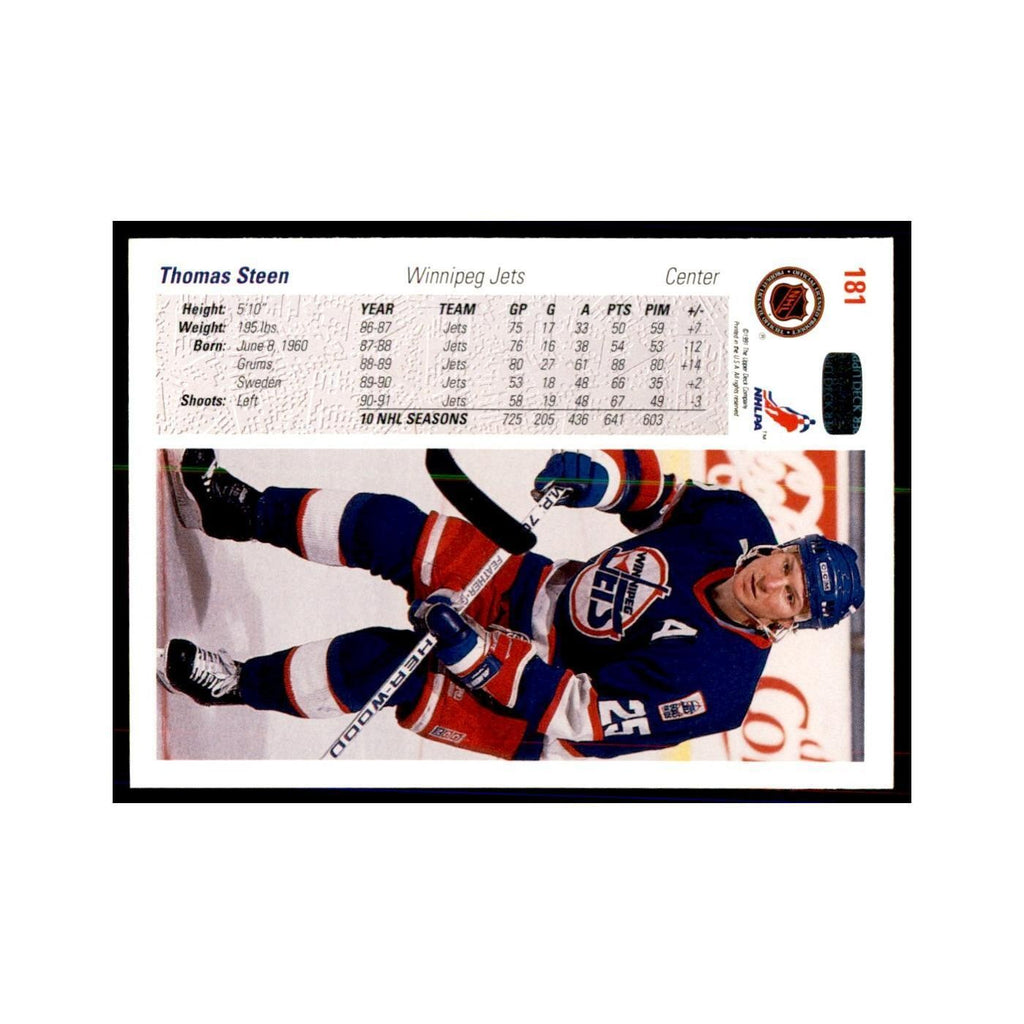 1991 Upper Deck Thomas Steen Hockey Cards #181