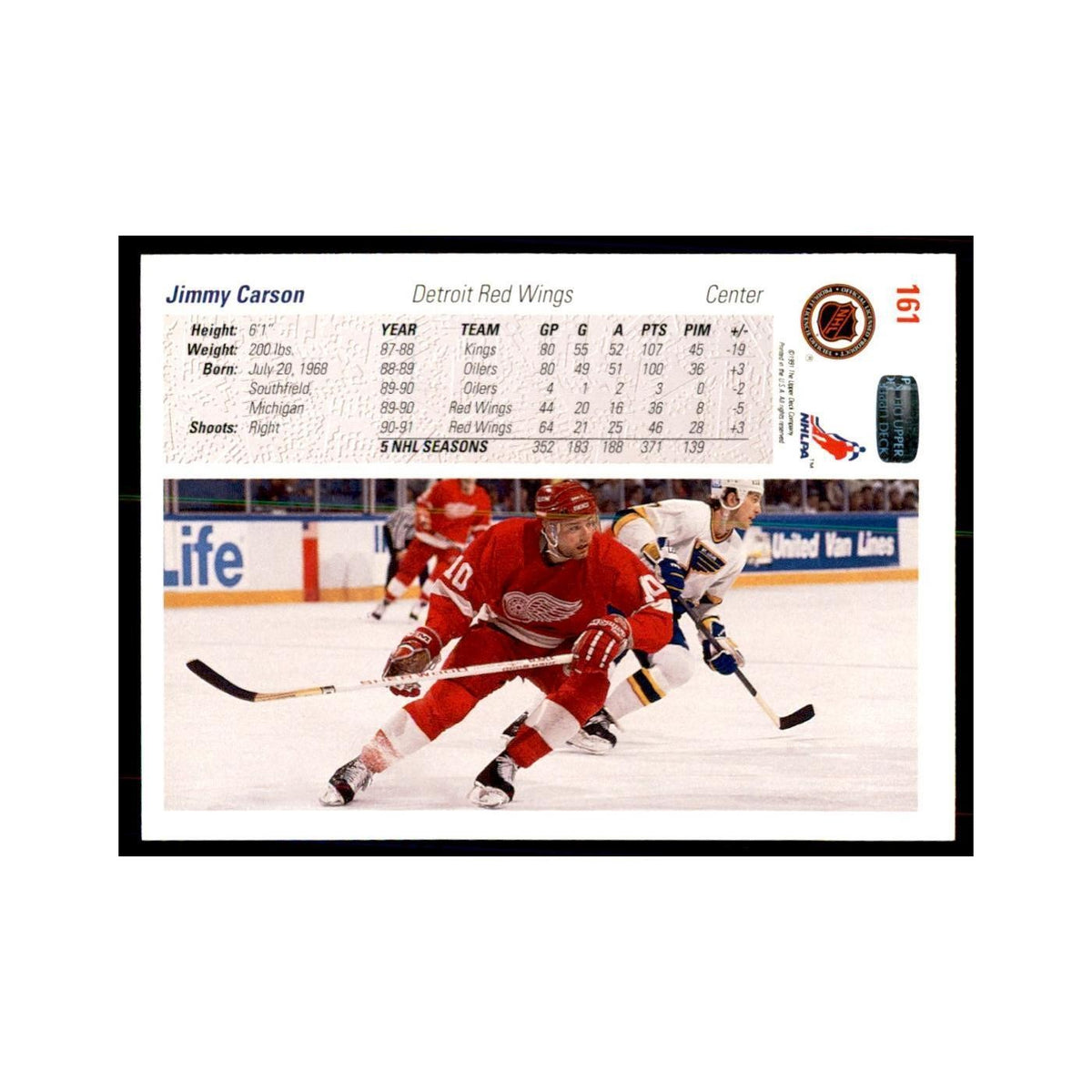 1991 Upper Deck Jimmy Carson Hockey Cards #161