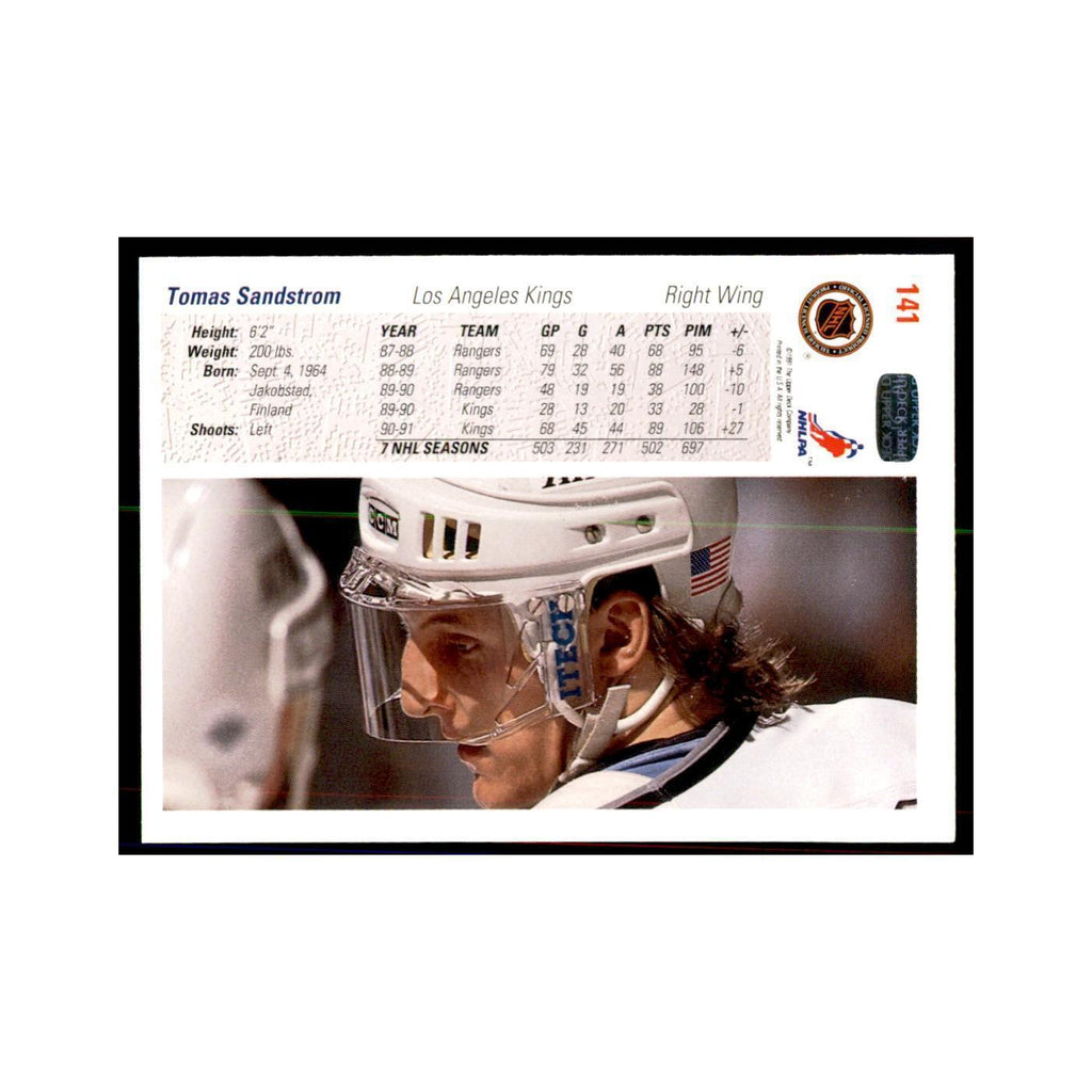 1991 Upper Deck Tomas Sandstrom Hockey Cards #141