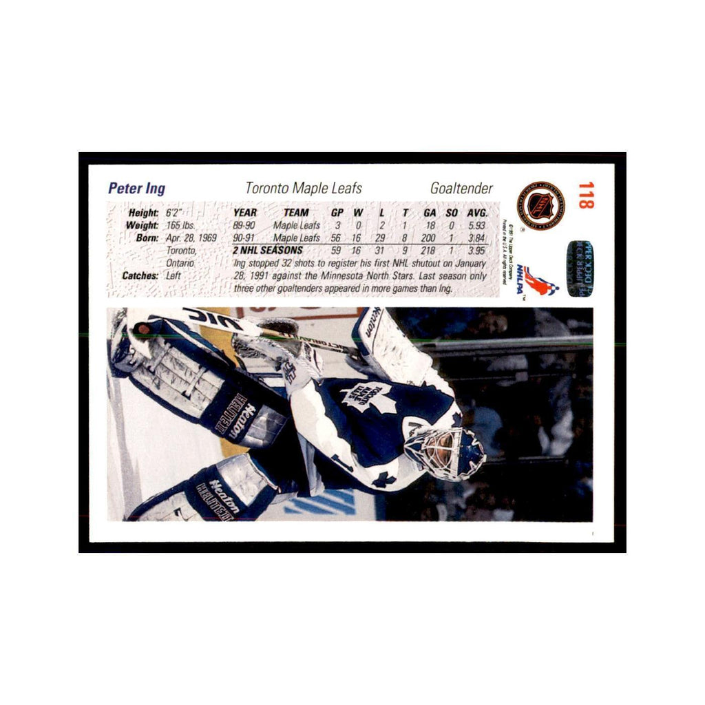 1991 Upper Deck Peter Ing Hockey Cards #118