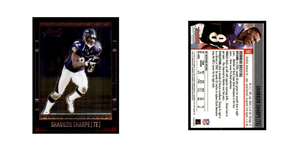 2001 Bowman Chrome Shannon Sharpe Football Cards #102