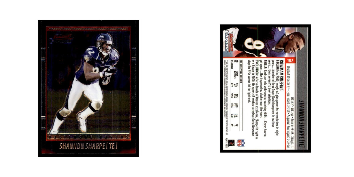 2001 Bowman Chrome Shannon Sharpe Football Cards #102