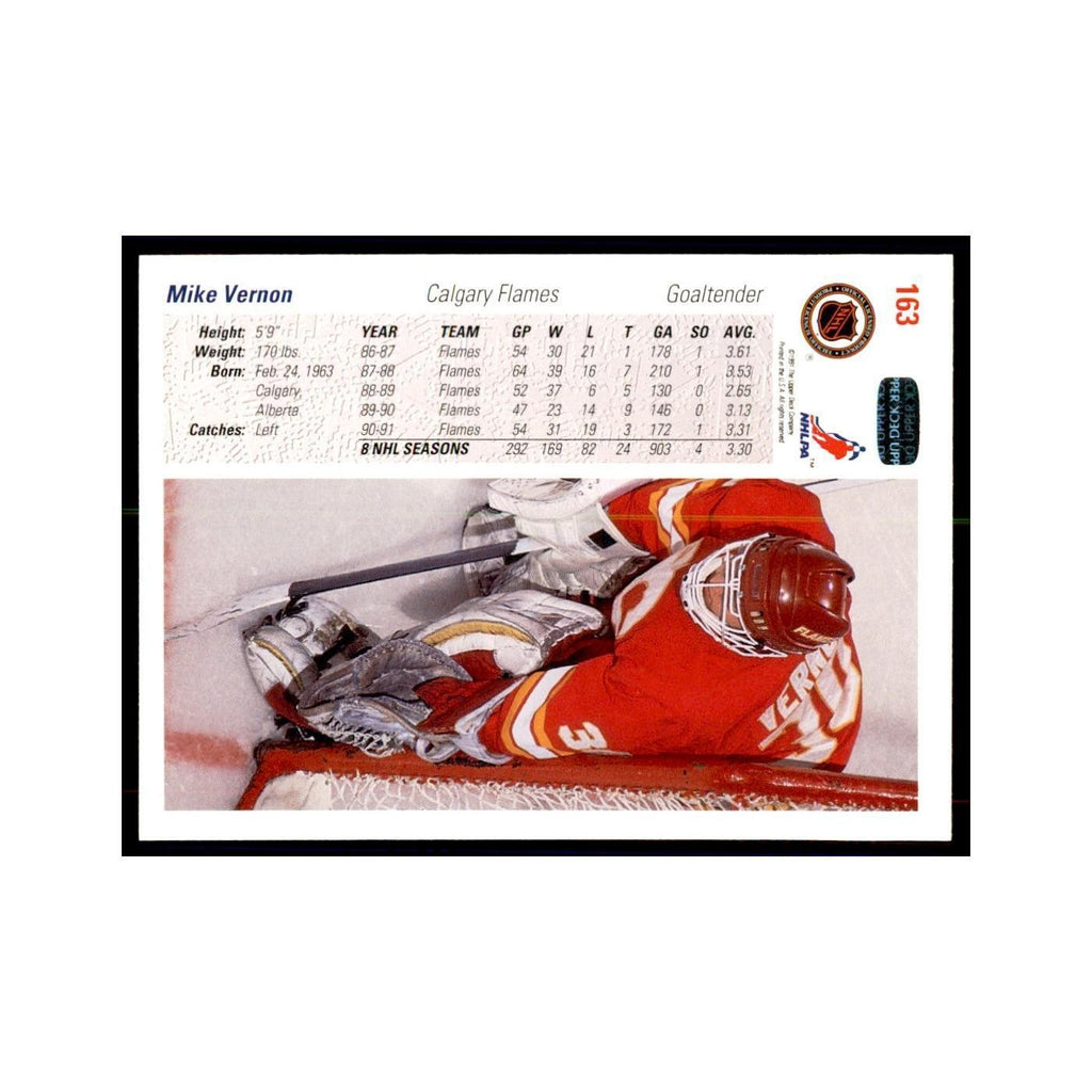 1991 Upper Deck Mike Vernon Hockey Cards #163